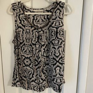 Sejour Black and White Tank with Beads